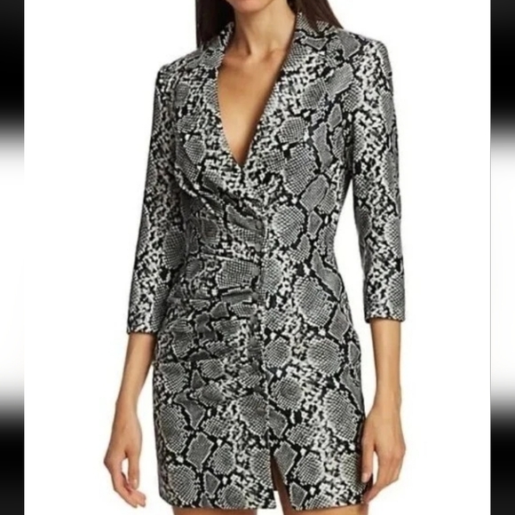 Retrofete Willa Genuine Leather Snake Print Dress
